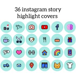 36 pixel instagram highlight icons. bright instagram highlights images. cute lifestyle instagram highlights covers