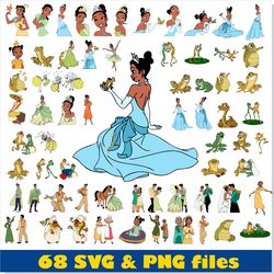 princess and frog brave svg png vector clipart bundle, tiana princess disney svg png bundle, tiana svg cricut, tiana png