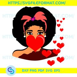 Valentine Elsa Svg, Valentine Svg, Afro Puffs Svg, Valentines Day Svg, Afro Girl Svg, Black Girl Hair Svg