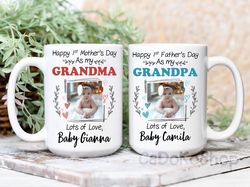 custom photo baby coffee mug, new grandma mug, first father's day mug, new grandpa mug first mothers day mug, personaliz