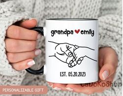 new grandpa gift, personalized father's day gift from grandkid, grandfather and child fist bump mug, baby est 2023 mug,