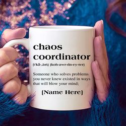 personalized chaos coordinator mug, custom boss mug, funny boss day gift, office manager appreciation, christmas gift id