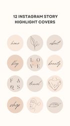 12 neutral instagram highlight icons. pastel instagram highlights images. minimalist instagram highlights covers