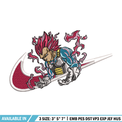 vegeta ultra nike embroidery design, dragon ball embroidery, nike design, anime design, anime shirt, digital download