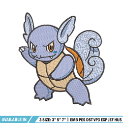 wartortle embroidery design, pokemon embroidery, anime design, embroidery shirt, embroidery file, digital download