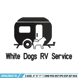 white dog rv service embroidery design, logo embroidery, embroidery file,embroidery shirt, emb design, digital download