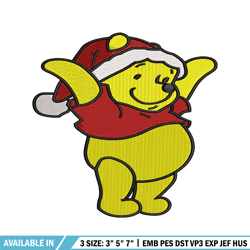 winnie the pooh christmas embroidery design, cartoon embroidery, logo design, embroidery file, digital download.