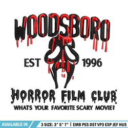 woodsboro embroidery design, horror film embroidery, emb design, embroidery shirt, embroidery file, digital download