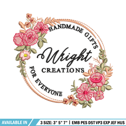 wright creation logo embroidery design, wright creation embroidery, logo design, embroidery shirt, instant download