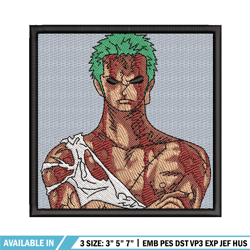 zoro blood embroidery design, one piece embroidery, anime design, embroidery shirt, embroidery file, digital download