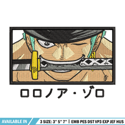 zoro embroidery design, one piece embroidery, anime design, embroidery file, digital download, embroidery shirt