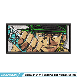 zoro rectangle embroidery design, one piece embroidery, embroidery file, anime design, anime shirt, digital download