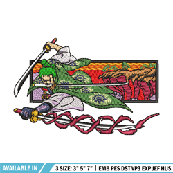 zoro sword embroidery design, one piece embroidery, anime design, embroidery shirt, embroidery file, digital download
