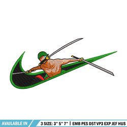 zoro sword nike embroidery design, one piece embroidery, nike design, anime design, anime shirt, digital download