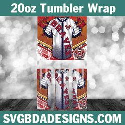 jersey atlanta braves 20oz tumbler wrap, mlb tumbler wrap, mlb baseball template wrap, jersey braves tumbler template