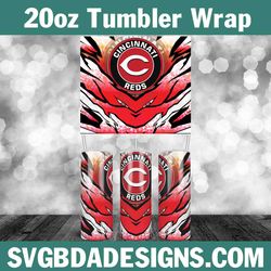 cincinnati reds baseball 20oz tumbler template, mlb tumbler wrap, mlb baseball template wrap, reds 20oz tumbler wrap