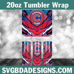 chicago cubs baseball 20oz tumbler template, mlb tumbler wrap, mlb baseball template wrap, cubs 20oz tumbler wrap