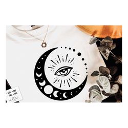 moon phases svg,  crescent moon svg, magic illustration svg, witchcraft svg, boho svg, magic illustration svg, witchy vi