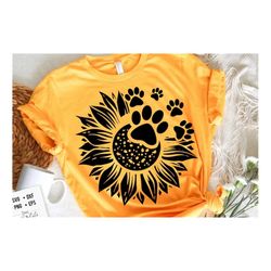 sunflower pawprints svg, dogs svg, sunflower svg, sunflower dogs svg