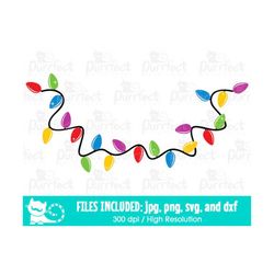 Christmas String Lights Svg, Christmas Lights Svg, Digital Cut Files In Svg, Dxf, Png And Jpg, Printable Clipart