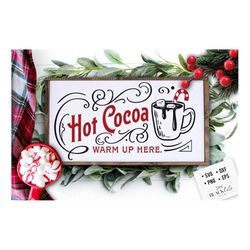 hot cocoa poster, hot cocoa svg,  old fashioned hot cocoa svg, vintage hot cocoa svg, vintage christmas svg, served here