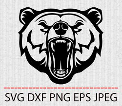 grizly head svg,png,eps cameo cricut design template stencil vinyl decal tshirt transfer iron on