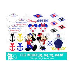 mouse cruise bundle svg, family vacation cruise line trip svg, digital cut files svg dxf png jpg, printable clipart, ins