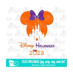 halloween castle 2023 svg, mouse girl halloween family trip shirt, digital cut files svg dxf png jpg, printable clipart,