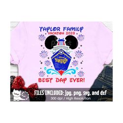 mouse fantasy family vacation best day ever svg, family cruise shirt, digital cut files svg dxf png jpg, printable clipa