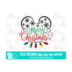 merry christmas snowflakes svg, mouse castle family holiday vacation trip, digital cut files svg dxf jpeg png, printable