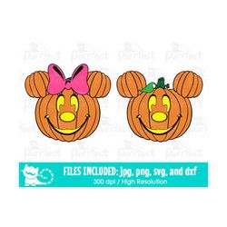 mouse pumpkin face design svg, halloween pumpkin svg, digital cut files in svg, dxf, png and jpg, printable clipart, ins