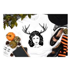 girl and antlers svg, halloween svg, happy halloween svg, witch svg