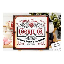 mrs claus cookie co svg, christmas bakery svg, gingerbread svg, christmas baking svg, mrs claus svg, farmhouse christmas