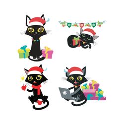 New Year Theme Christmas Cats Bundle Christmas, Christmas Svg, Christmas Svg Files, Instant download
