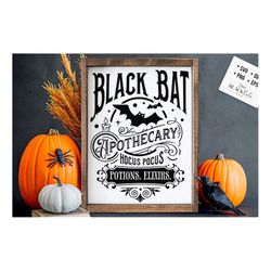 black bat apothecary svg, farmhouse halloween svg, rustic halloween svg, farmhouse halloween sign svg