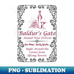 Baldurs Gate Annual Wine Festival Poster Art - Instant Sublimation Digital Download - Create with Confidence