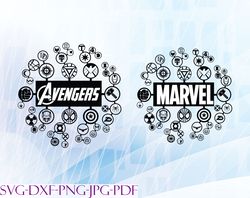 circle superhero logo svg, bundles avenger svg, png,dxf, pdf, jpg...