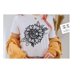 sunflower round monogram svg, sunflower svg, boho flower svg, flower quotes svg, sunshine svg, kindness svg