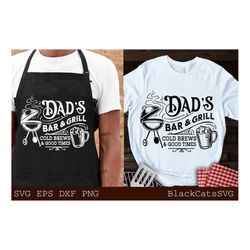 dad's bar and grill svg, beer and bbq svg, barbecue svg, grilling svg, father's day gift svg, bbq cut file, funny apron