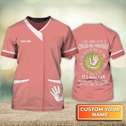 personalized 3d shirt child care worker t shirt child day care provider worker clasped hands unifom pink