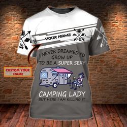 camping lady 3d shirt, custom women camping shirt, camping shirts womens