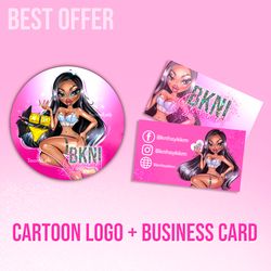 cartoon logo and custom business card for your business