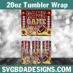 49ers game day tumbler wrap, 20oz nfl game day tumbler, nfl football template wrap,san francisco 49ers game day football