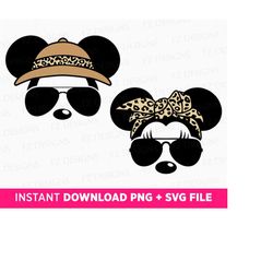 bundle safari mouse couple svg, leopard safari trip svg, couple mouse safari trip svg, bandana mouse svg, mouse sunglass