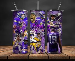 vikings sports tumbler, 32 team football tumbler png design, nfl tumbler wrap 22