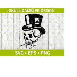 gambler skull with top hat svg, fantasy skull, svg, smoking top hat svg, evil hat skull svg, casino skull svg, vintage h