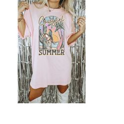 cowgirl summer western graphic tee, coconut girl cowgirl shirt, surfer cowgirl girls beach weekend country graphic tees,