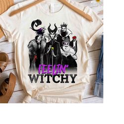 disney villains halloween feelin' witchy group shot shirt, mickey's not so scary party tee, disneyland holiday vacation