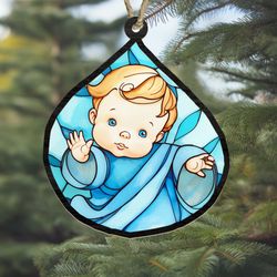 baby boy in a receiving blanket suncatcher gifts, baby boy in a receiving blanket suncatcher ornamen