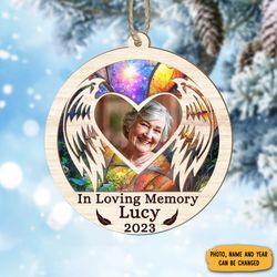 custom memorial suncatcher ornament - in loving memory christmas ornament, memorial christmas tree